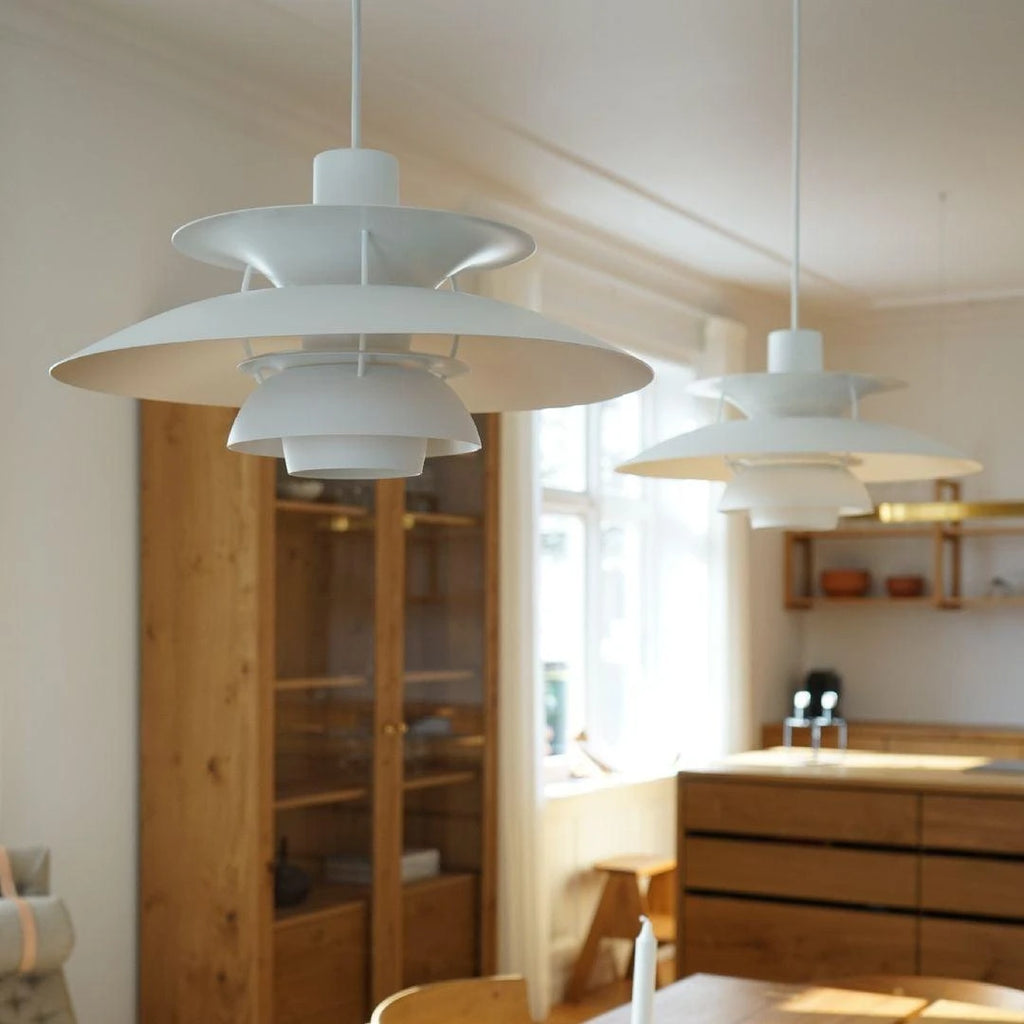 Modern Nordic Art Pendant Light in Wooden Kitchen Dining Area