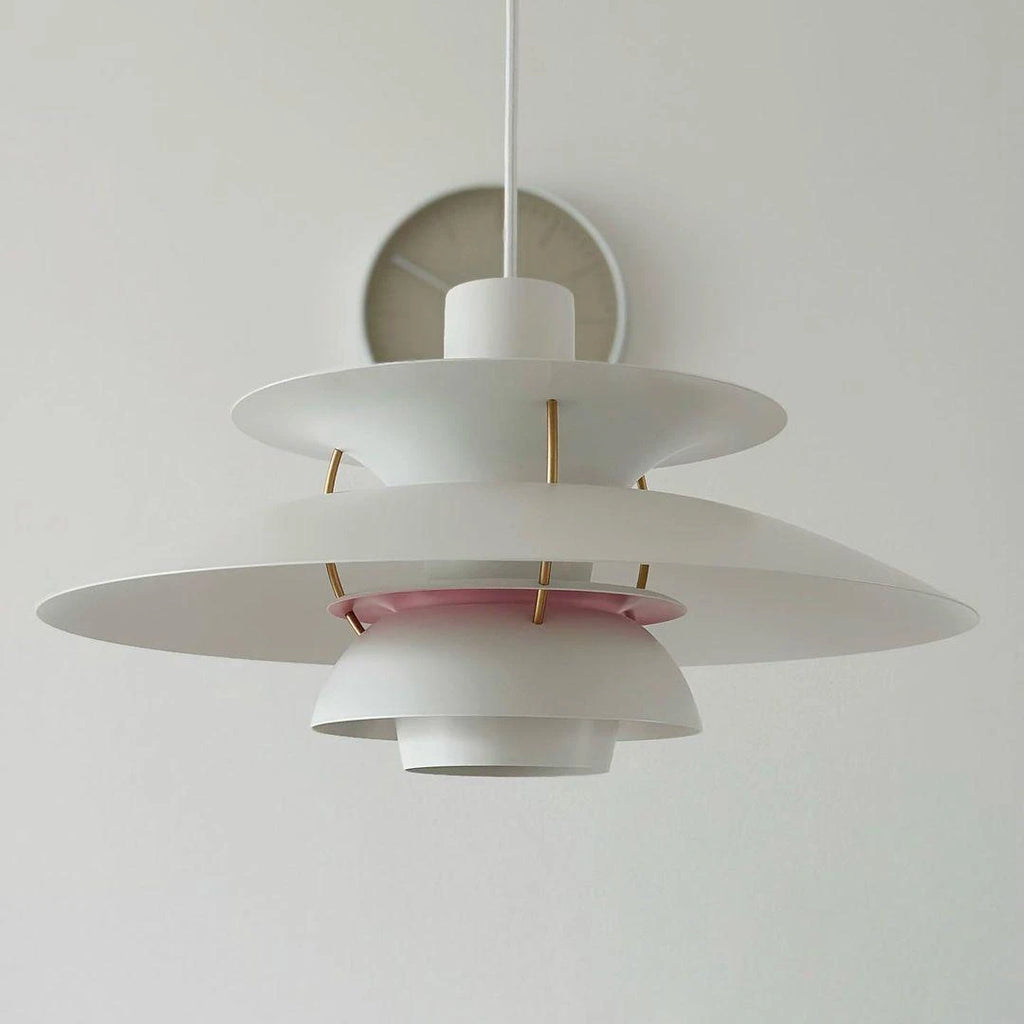 Illuminated Modern Nordic White Pendant Light Studio Shot