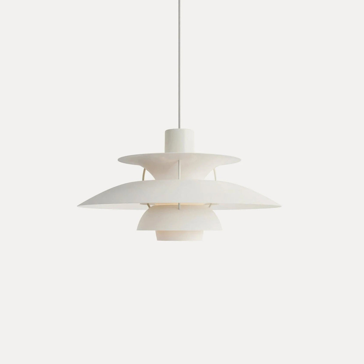 Front View of Modern Nordic Multi-Tier White Art Pendant Light Studio Shot