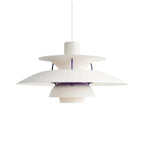 Front View of Modern Nordic White and Purple Pendant Light Studio Shot