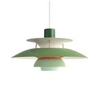 Modern Nordic Multi-Tier Green Gradient Art Pendant Light with White Canopy on Pure White Background