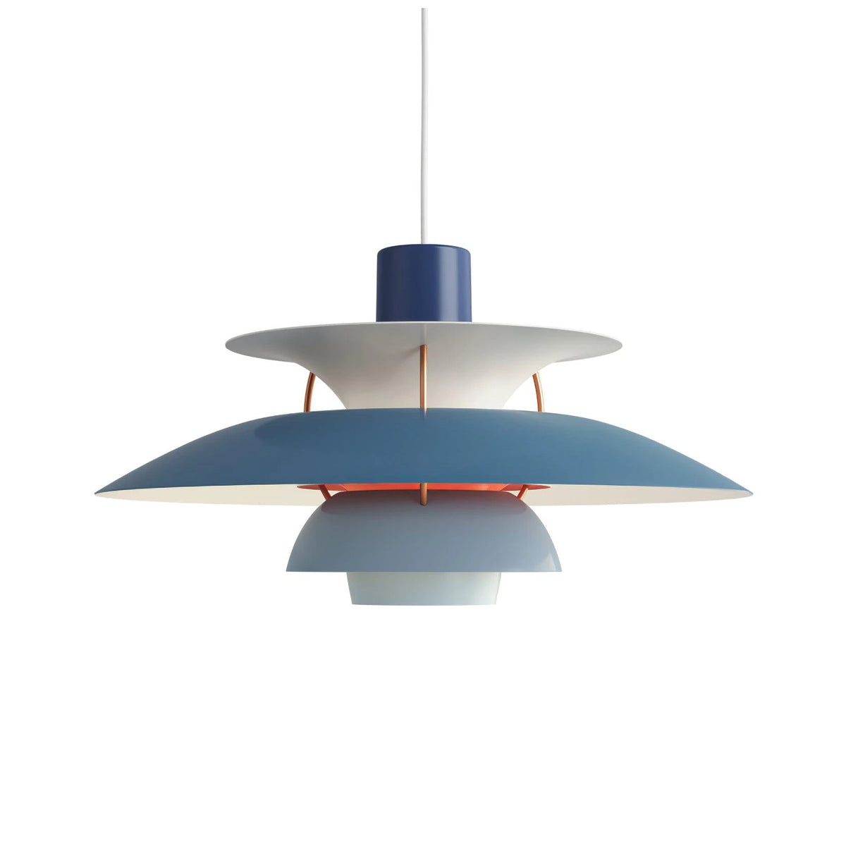Front View of Modern Nordic Blue and Grey Gradient Pendant Light Studio Shot
