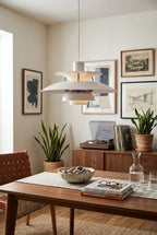 Modern Nordic Art Pendant Light in Greenery Dining Setting