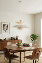 Modern Nordic White Pendant Light in Bright Dining Room