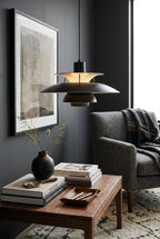 Modern Nordic Black Art Pendant Light in Contemporary Living Space
