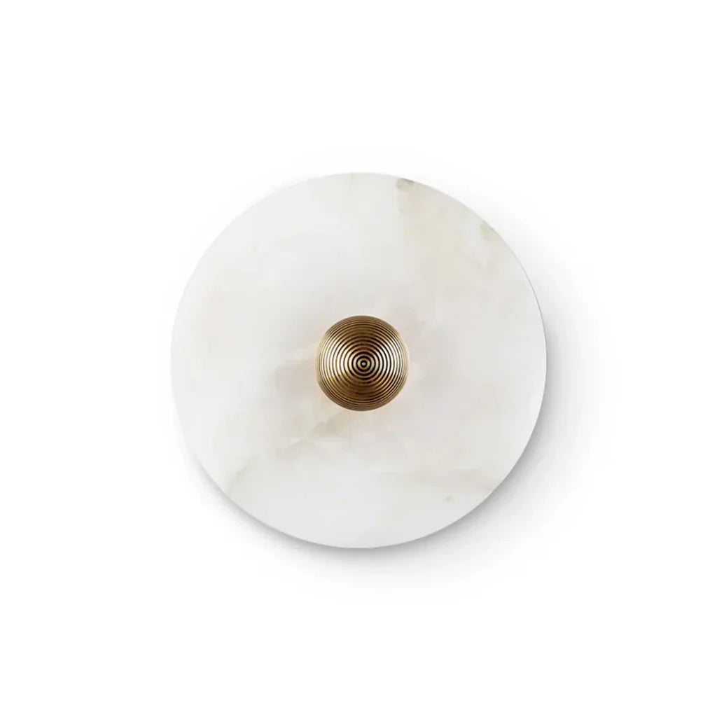 Solaris Stone Disc Wall Lamp round alabaster wall sconce studio shot on white background