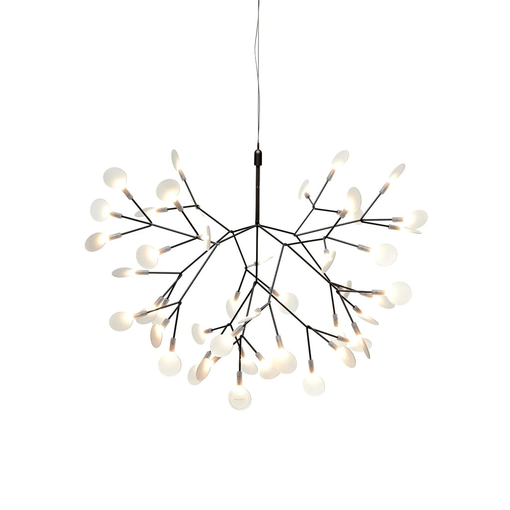Modern Branching Firefly Leaf Chandelier on Pure White Background