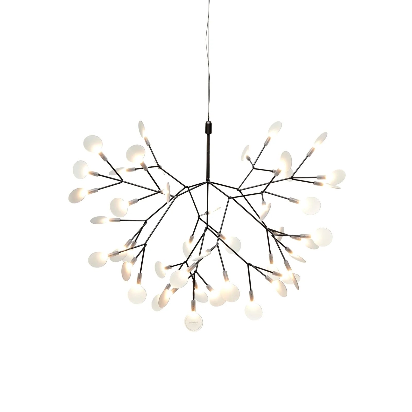 Modern Branching Firefly Leaf Chandelier on Pure White Background