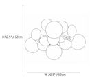 Small Petal Globe Ceiling Light Line Art Dimension Diagram