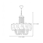 Modern Small White Flower Art Glass Chandelier Line Art Dimension Diagram