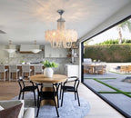 Modern White Flower Art Glass Chandelier Over Kitchen Dining Area