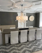 Modern White Flower Chandelier in Formal Dining Room