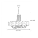 Modern Medium White Flower Art Glass Chandelier Line Art Dimension Diagram