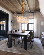 Modern Pearl Fringe Art Glass Chandelier in Luxury Dining Setting