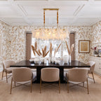 Modern Pearl Fringe Art Glass Chandelier in Stylish Dining Room