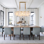 Modern Brass Pearl Fringe Chandelier in Contemporary Dining Setting