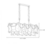 Modern Pearl Fringe Wave Art Glass Chandelier Line Art Dimension Diagram