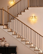 Modern Brass Pearl Oval Art Glass Wall Sconce in Grand Staircase Foyer