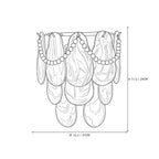 Modern Pearl Oval Art Glass Wall Sconce Line Art Dimension Diagram