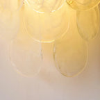 Close Up View of Illuminated Pearl Oval Art Glass Texture and Glow Details