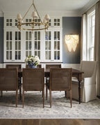 Modern Frosted White Feather Wave Art Glass Wall Sconce with Pearl Strand in Dining Room