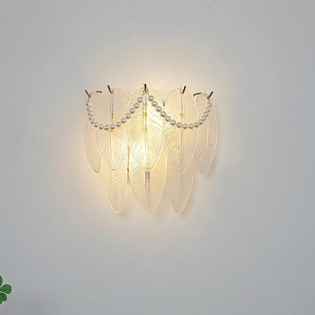 Pearl Feather Art Glass Wall Sconce