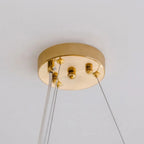 Close Up View of Modern Brass Ceiling Canopy and Suspension Wire Connection Details