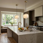 Modern Soft Rounded Alabaster Pendant Lights Over Kitchen Counter
