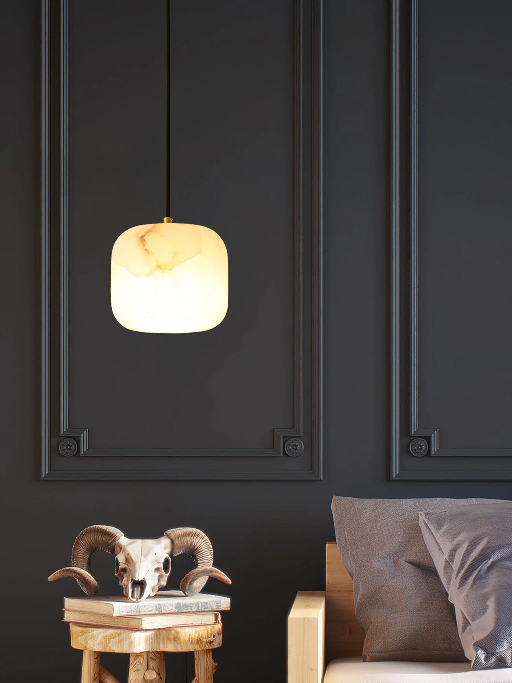Modern Alabaster Art Glass Pendant Light in Contemporary Interior
