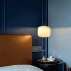 Modern Alabaster Art Glass Pendant Light Over Master Bedside