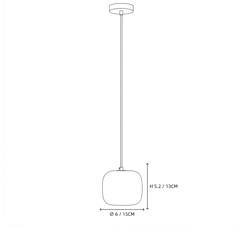 Modern Soft Rounded Alabaster Art Glass Pendant Light Line Art Dimension Diagram