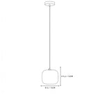 Modern Soft Rounded Alabaster Art Glass Pendant Light Line Art Dimension Diagram