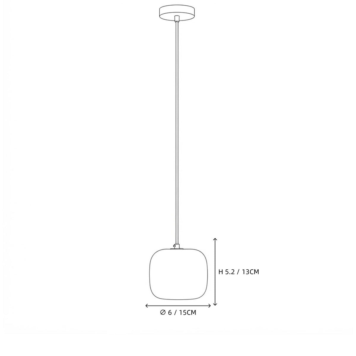 Modern Soft Rounded Alabaster Art Glass Pendant Light Line Art Dimension Diagram
