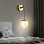 Brass Alabaster Globe Drop Sconce Lighting Master Bedroom