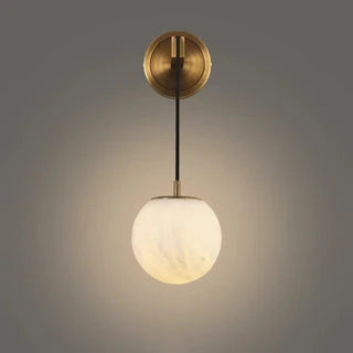 Illuminated Brass Sphere Alabaster Wall Light Studio Display