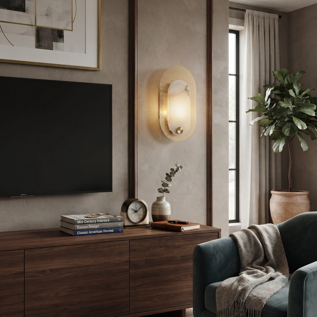 Perforated Brass Halo Sconce