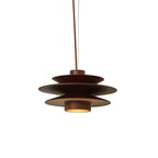 Nordic Layered Solid Wood Pendant Light on White Background