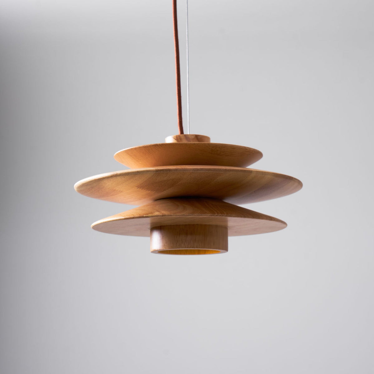 Nordic Solid Wood Layered Pendant Light Studio Display