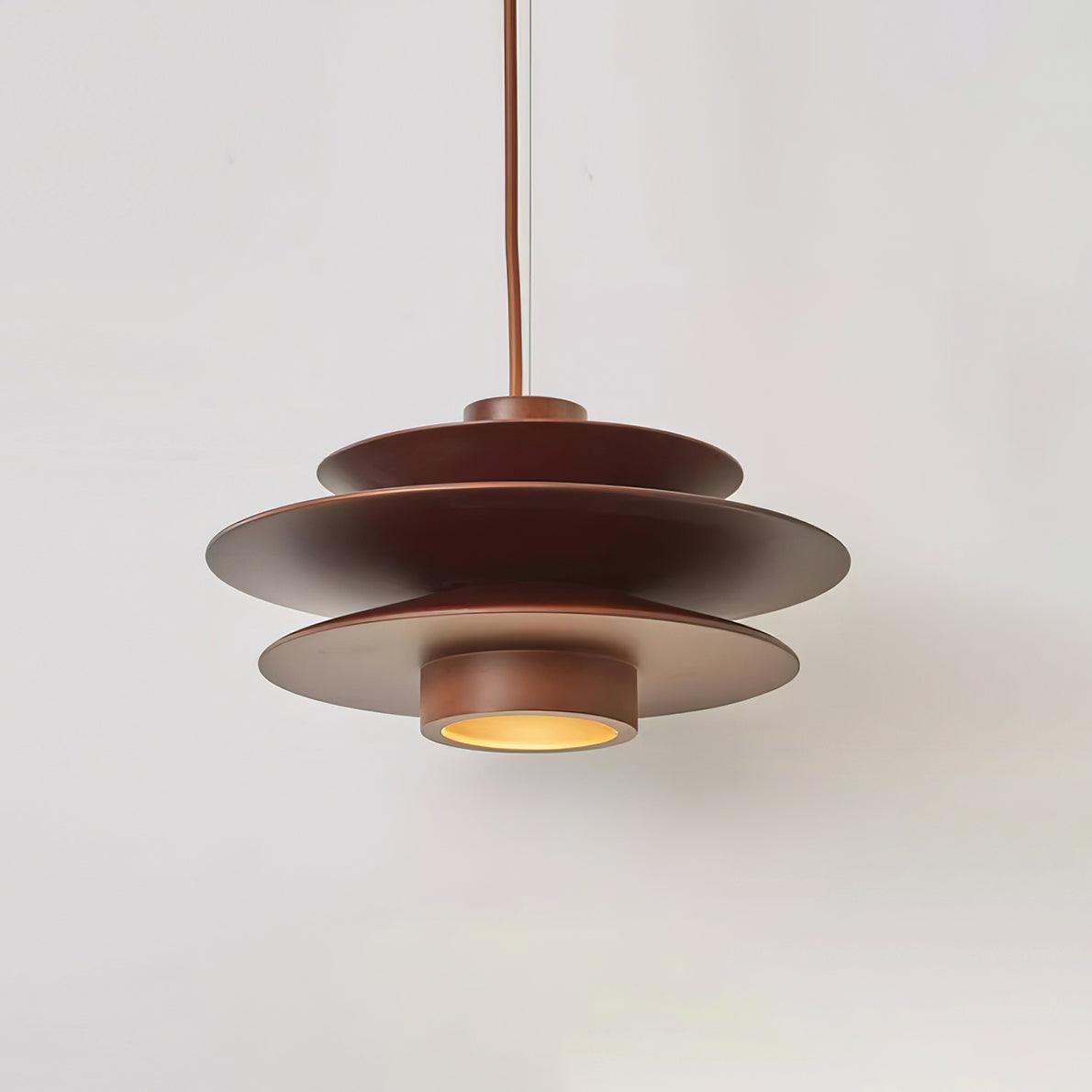 Walnut Wood Layered Pendant Light Studio Product Shot