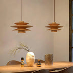 Modern Wooden Multi-Tier Art Pendant Light in Elegant Dining Setting
