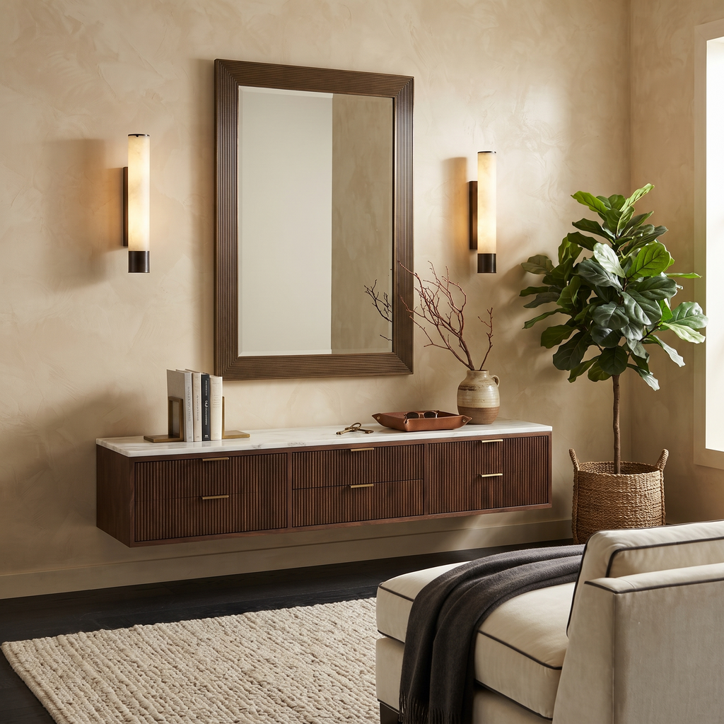 Pillar Alabaster Stone Sconce