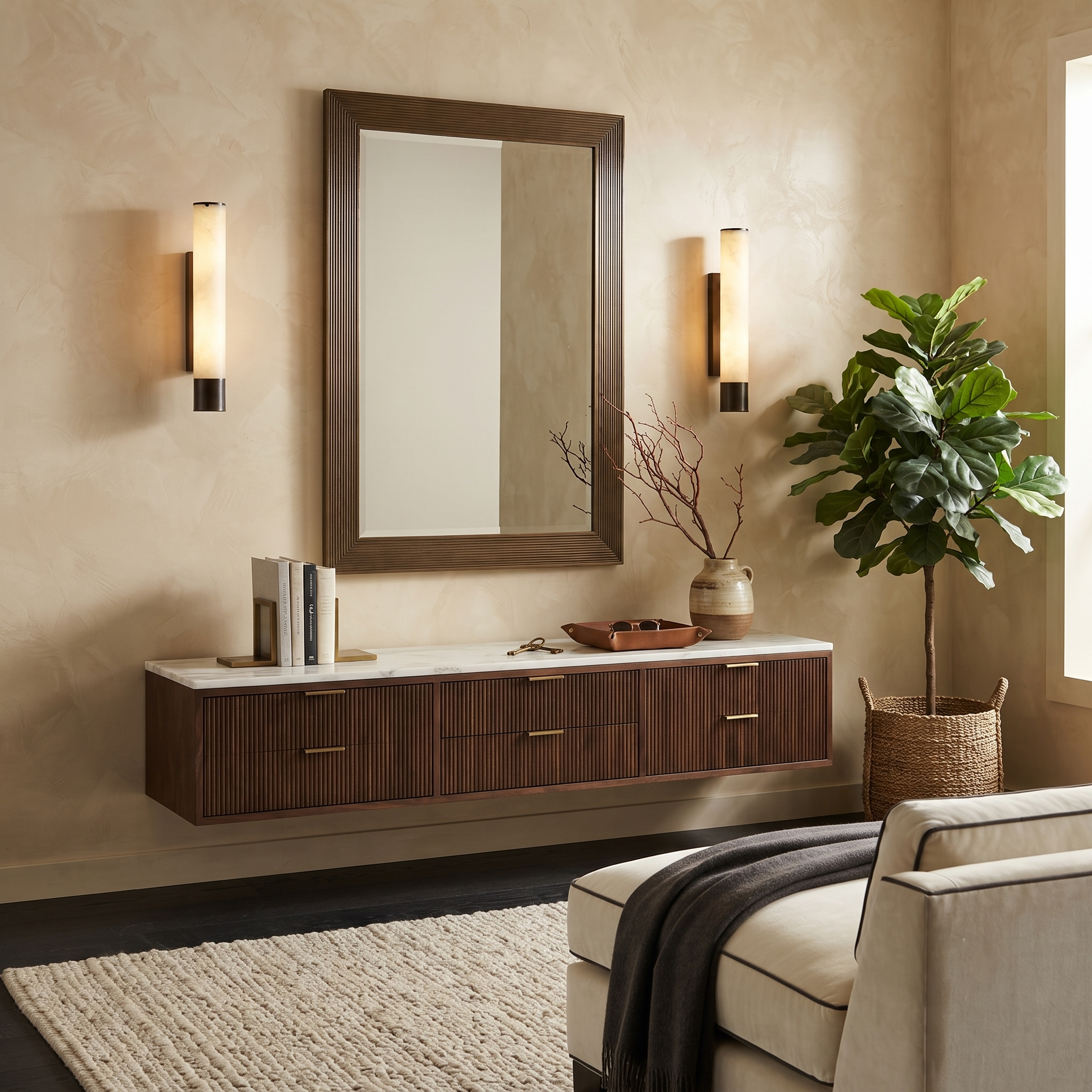 Pillar Alabaster Stone Sconce