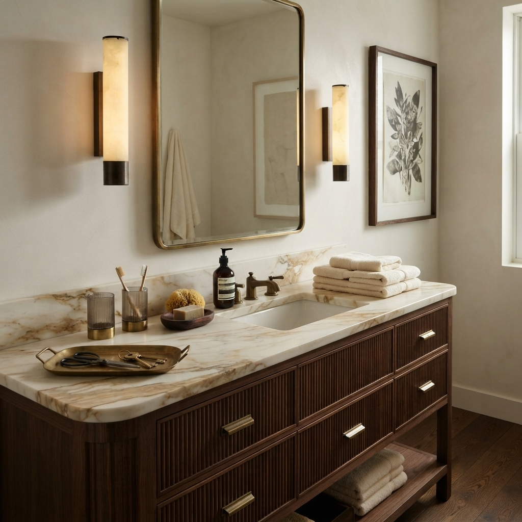 Pillar Alabaster Stone Sconce