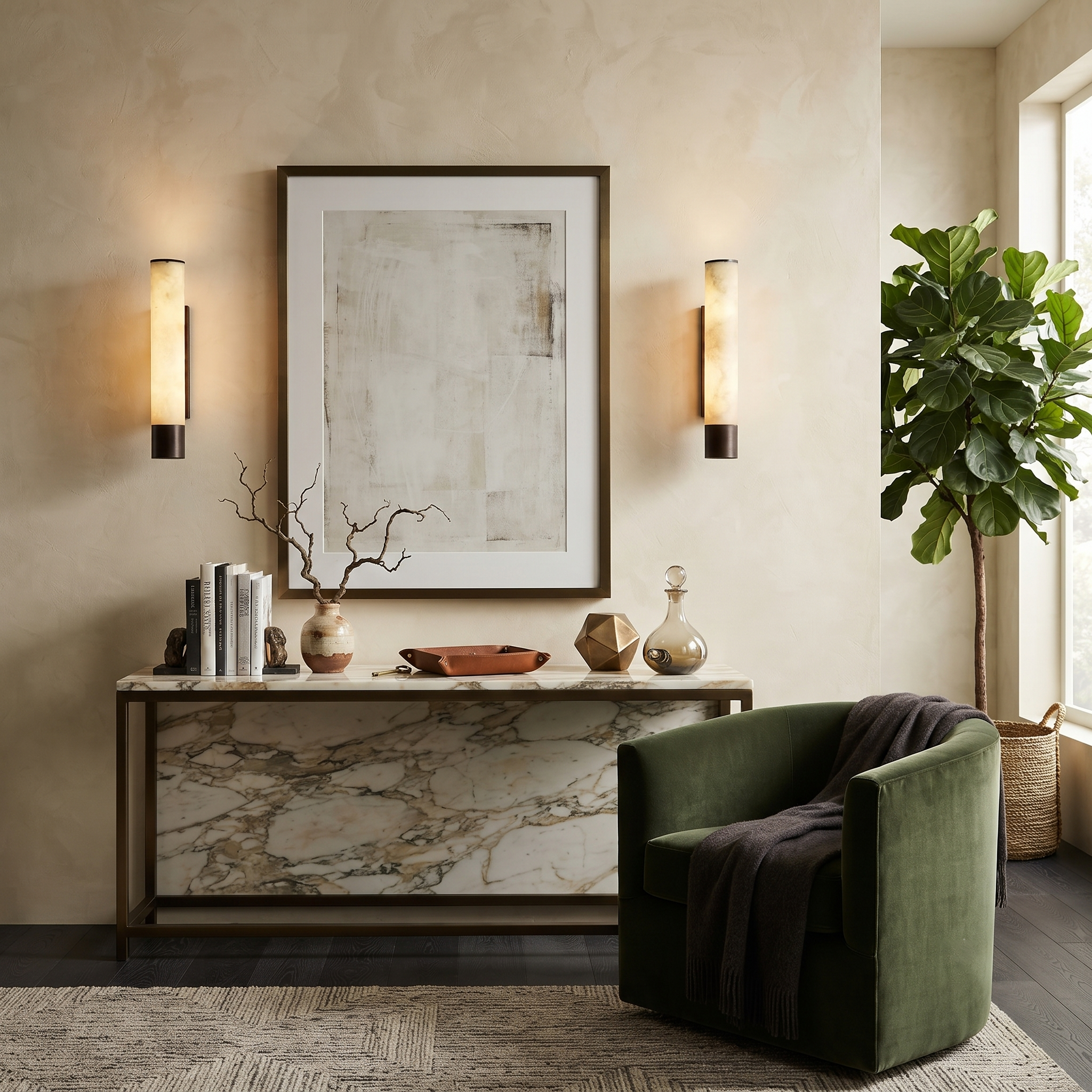 Pillar Alabaster Stone Sconce