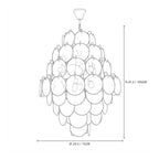 Modern Pink Disc Art Glass Chandelier Line Art Dimension Diagram