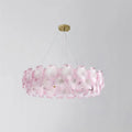 Illuminated Modern Single-Tier Pink Hydrangea Chandelier Studio Shot