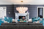 Modern Pink Hydrangea Petal Art Glass Chandelier in Stylish Living Room