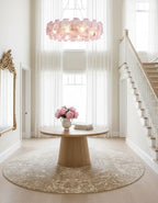 Modern Pink Hydrangea Petal Art Glass Chandelier in Grand Hallway Foyer