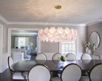 Modern Pink Hydrangea Petal Art Glass Chandelier in Elegant Dining Setting