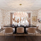 Modern Pink Hydrangea Petal Art Glass Chandelier in Cozy Dining Space